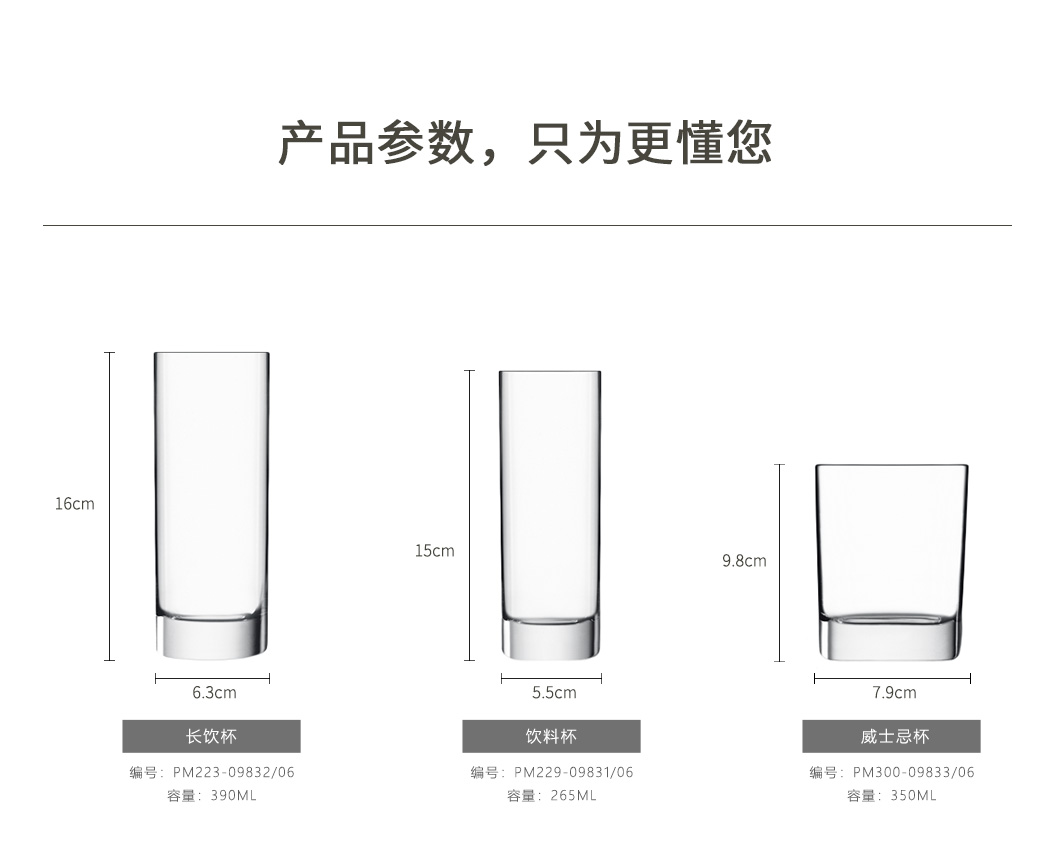 施特劳斯系列饮料杯、长饮杯、威士忌杯参数